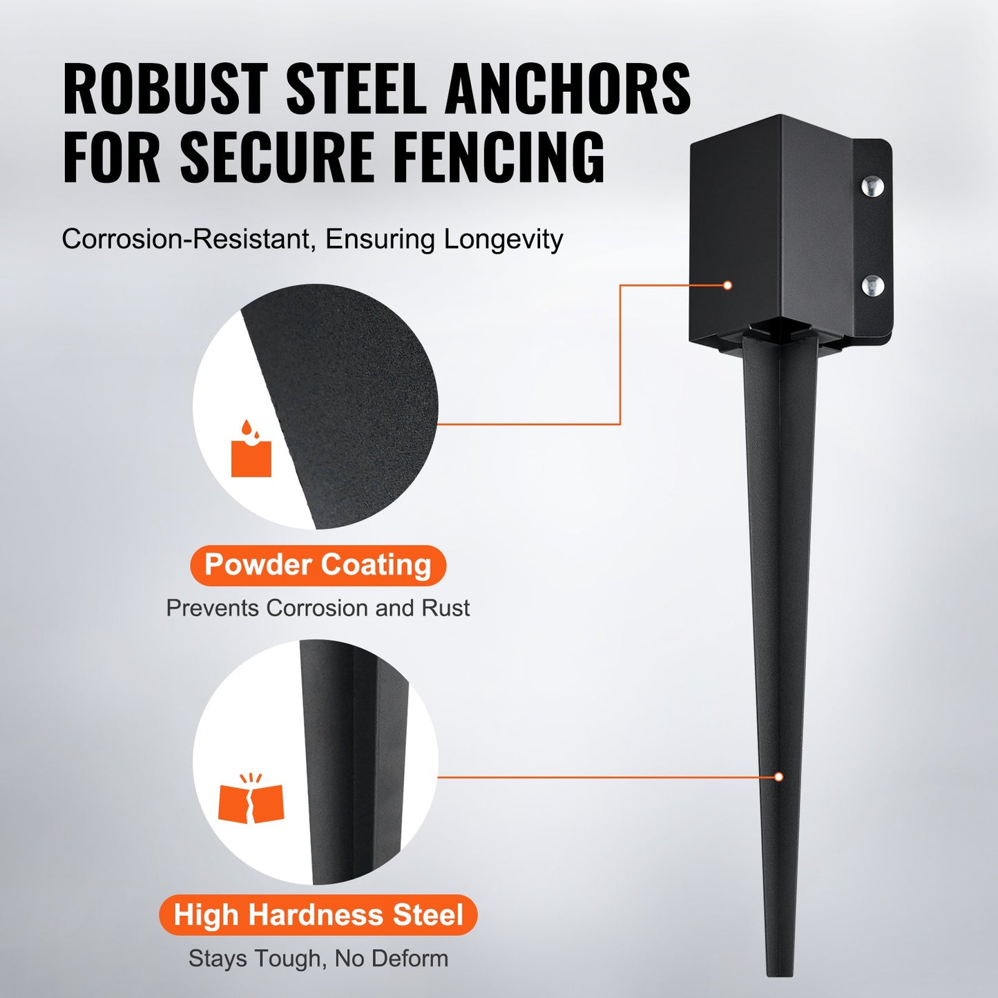 VEVOR Fence Post Anchor Ground Spike 6 Pack 24 x 4 x 4 In Metal Fence Stakes