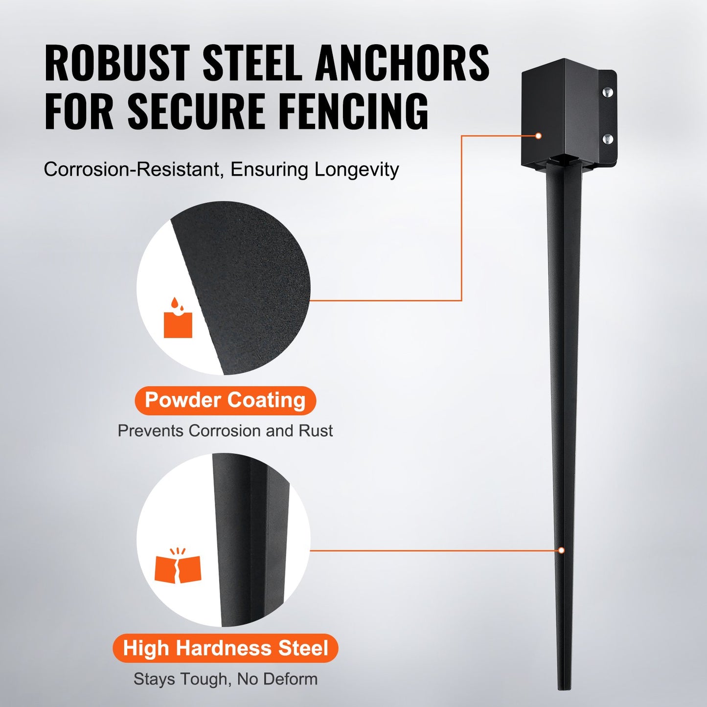 VEVOR Fence Post Anchor Ground Spike 4 Pack 36 x 4 x 4 In Metal Fence Stakes