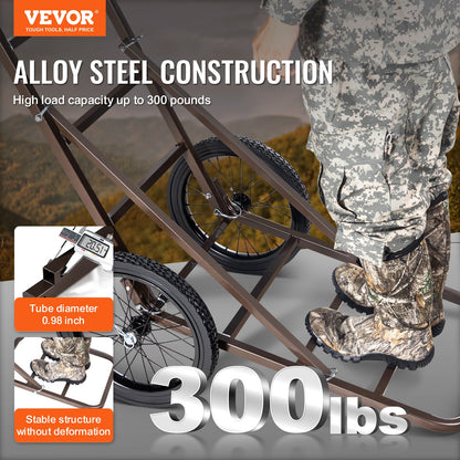 VEVOR Folding Deer Cart Game Hauler Utility Gear Dolly 300 LBS Capacity