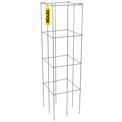 VEVOR Tomato Cages, 30 x 30 x 117 cm, 5 Packs Square Plant Support Cages, Silver PVC-Coated Steel Tomato Towers for Climbing Vegetables, Plants, Flowers, Fruits
