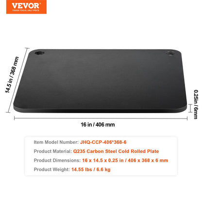 VEVOR Pizza Steel 16"x14.5"x1/4" Pre-Seasoned Carbon Steel Pizza Baking Stone