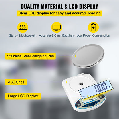 VEVOR Lab Analytical Balance Digital Precision Scale 500gx0.01g High Precision