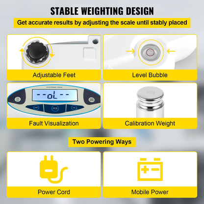 VEVOR Lab Analytical Balance Digital Precision Scale 500gx0.01g High Precision