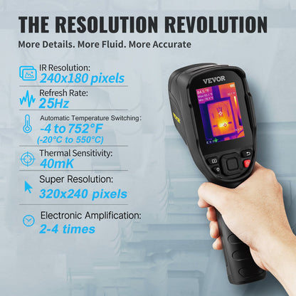 VEVOR Infrared Thermal Imager Thermal Camera IR Resolution 240x180 2.8" LCD Screen