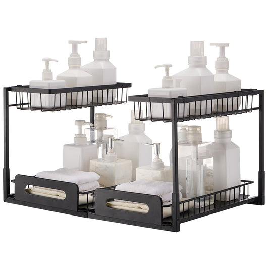 VEVOR 2-Tier Wire Pull Out Cabinet Under Sink Basket Organizer 10.7"x14.2" 2PCS