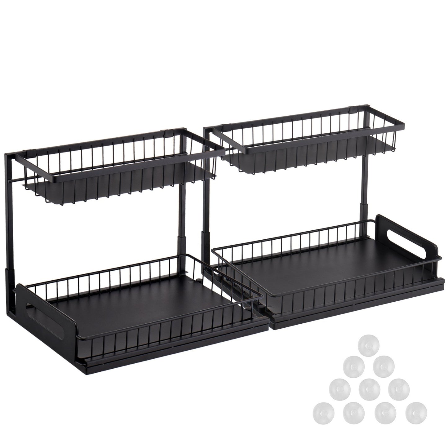 VEVOR 2-Tier Wire Pull Out Cabinet Under Sink Basket Organizer 10.7"x14.2" 2PCS