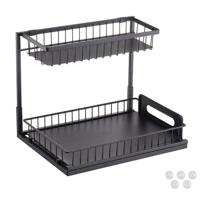 VEVOR 2-Tier Wire Pull Out Cabinet Under Sink Organizer 10.7"x14.2" Drawer Basket