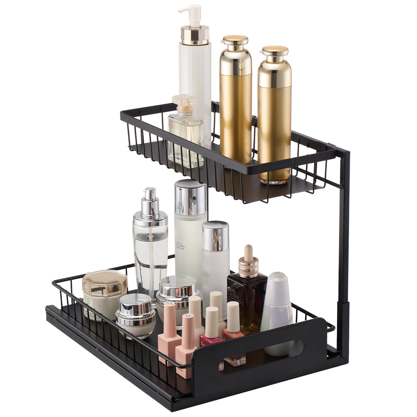 VEVOR 2-Tier Wire Pull Out Cabinet Under Sink Organizer 10.7"x14.2" Drawer Basket