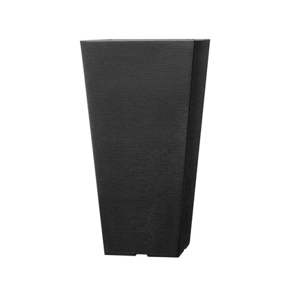Tall Planter, Set of 2 Tall Square Tapered Planters, 57 cm Large Modern Gardening and Flower Plastic Pots, Decorative Tall Black Planter with Drainage Hole, for Porch, Patio, Indoor & Outdoor