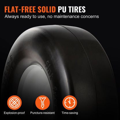 VEVOR Lawn Mower Tires with Rim, 13x5-6" Tubeless Tractor Tires, 2-Pack Tire and Wheel Assembly, Flat-free PU Tires, 3.25"-5.9" Centered Hub, 3/4" Bushing Size, 20 PCS Adapter for Lawn Mowers Tractors
