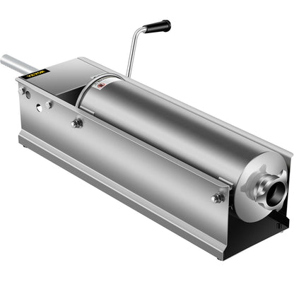 VEVOR Manual Sausage Stuffer, 7 L / 15 LBS Horizontal Sausage Machine, Dual-Speed Meat Stuffer, Made of Food-Grade 304 Stainless Steel, Includes 5 Stuffing Tubes, for Home Kitchen Restaurant Commercia