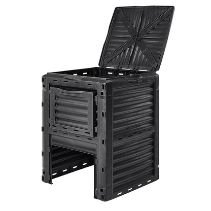 VEVOR Garden Compost Bin 300 L, BPA Free Composter, Large Capacity Outdoor Composting Bin with Top Lid and Bottom Door, Easy Assembling, Lightweight, Fast Creation of Fertile Soil