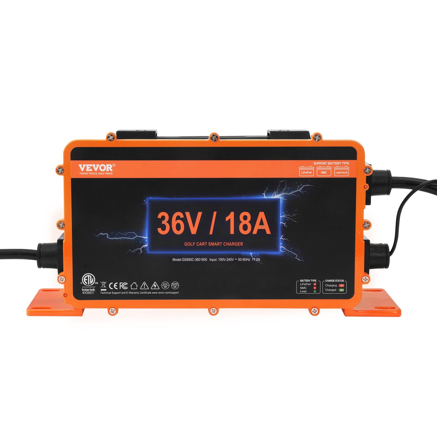 VEVOR 18 AMP Golf Cart Smart Battery Charger for EZGO D-Style IP67 ETL