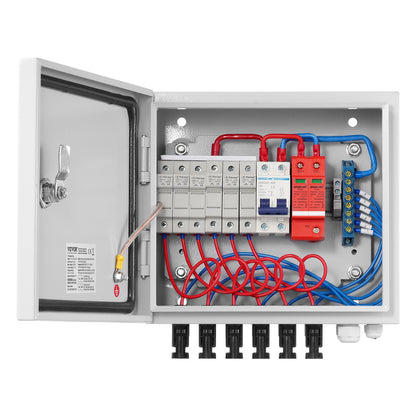 VEVOR Solar PV Combiner Box 6 String 15A for Solar Panel System Steel Case IP65