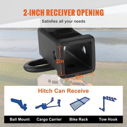VEVOR Class 3 Trailer Hitch, 2-Inch Receiver, Q455B Steel Tube Frame, Compatible with 2020-2023 Toyota Highlander, Multi-Fit Hitch to Receive Ball Mount, Cargo Carrier, Bike Rack, and Tow Hook, Black