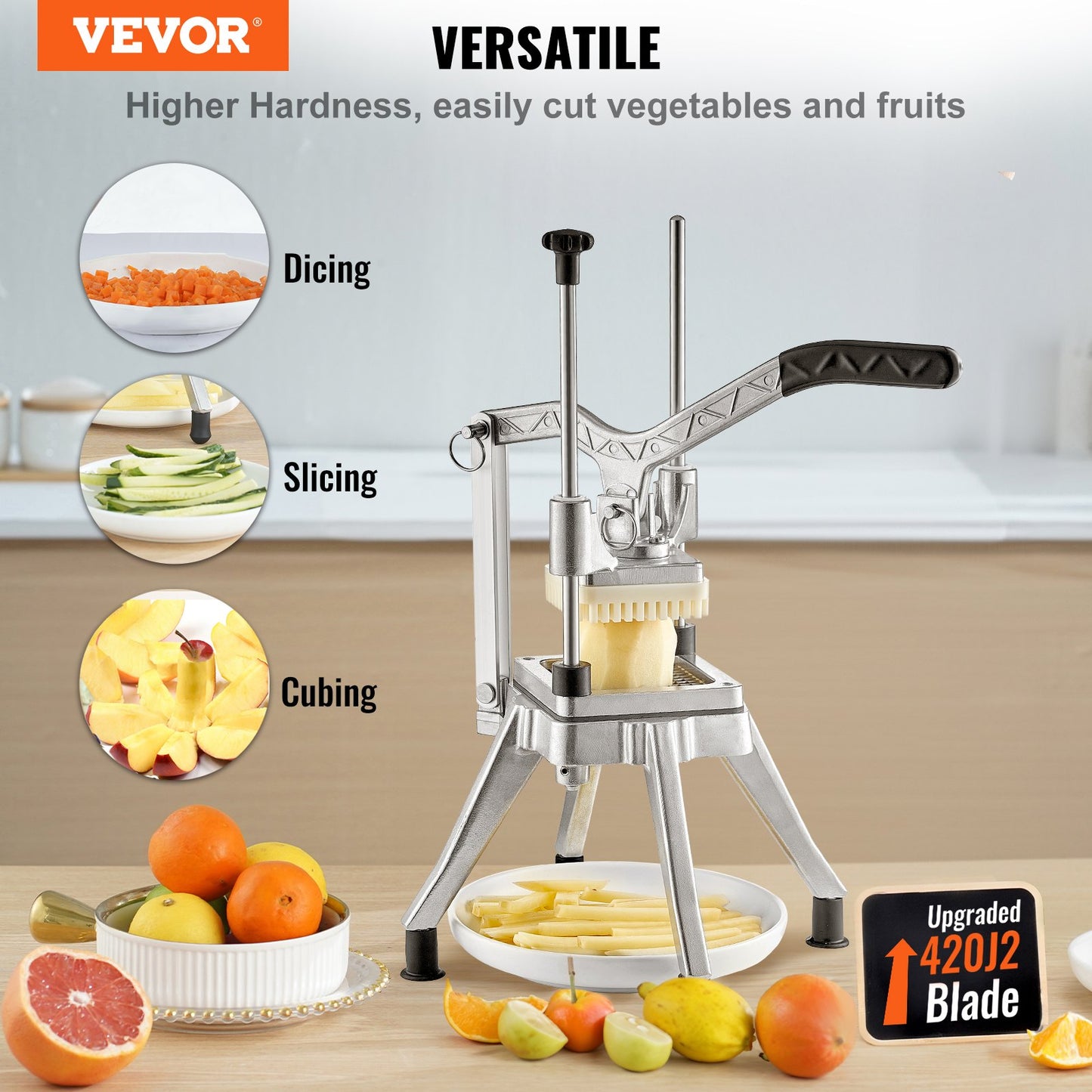 VEVOR Commercial Chopper Commercial Vegetable Chopper with 4 Blades Fruits Dicer