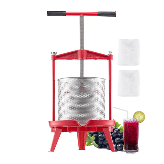 VEVOR 3.69 Gal/14L Fruit Wine Press, Stainless Steel Basket with Cross-beam and Triangular Structure, Manual Juice Maker, Cider Apple Grape Tincture Making Press with T-Handle for Kitchen Home