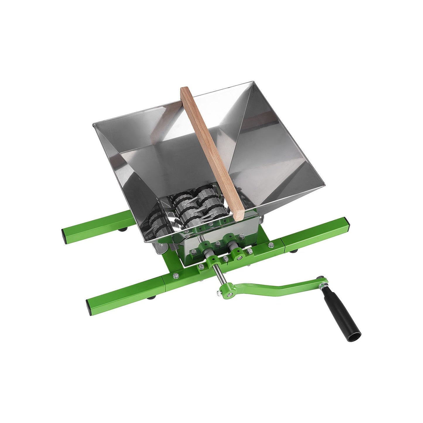 VEVOR 1.8 Gal/7L Fruit and Apple Crusher, Large Manual Grinder, Stainless Steel Fruit Scratter Pulper for Wine Cider Apple Grape Pressing, with Roller Handle for Kitchen Home, Green