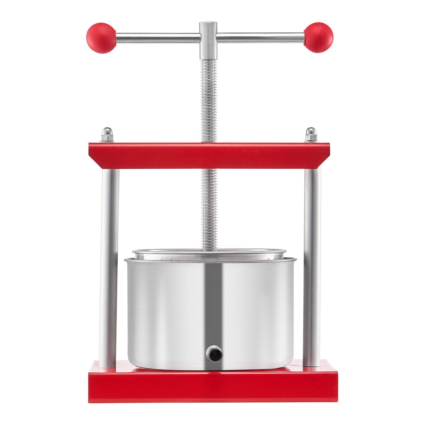 VEVOR 0.8 Gal/3L Fruit Wine Press, 2 Stainless Steel Barrels, Manual Juice Maker, Cider Apple Grape Tincture Honey Olive Oil Making Press with T-Handle for Outdoor Kitchen Home