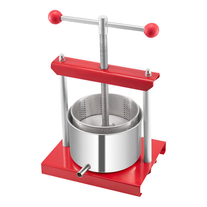 VEVOR 0.8 Gal/3L Fruit Wine Press, 2 Stainless Steel Barrels, Manual Juice Maker, Cider Apple Grape Tincture Honey Olive Oil Making Press with T-Handle for Outdoor Kitchen Home