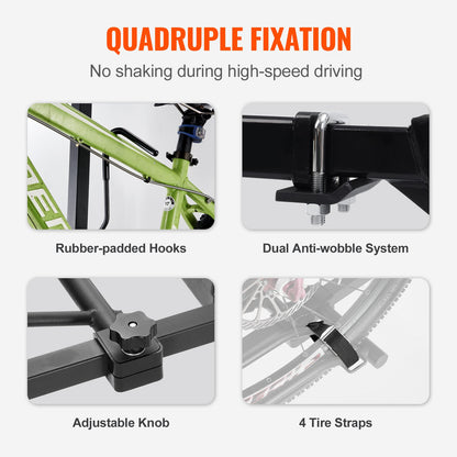 VEVOR 2-Bike Rack Hitch Mount 160lbs Folding Carrier Car Truck SUV 2