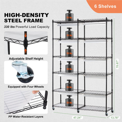 VEVOR Plant Stand with Grow Light 6 Tiers 200W 59.1" Indoor Plant Grow Shelf