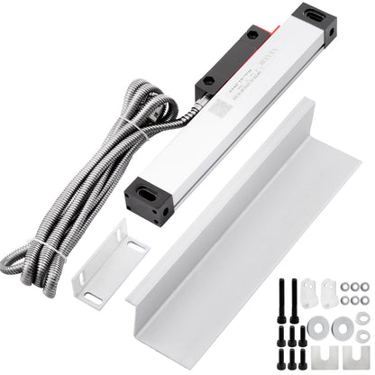 VEVOR Lathe Linear Scale 150 mm Linear Glass Scale, High Accuracy 0.0002" Optical Length, Precision Linear Scale, Aluminum Body for Drilling, Grinding, Mill Milling Lathe machine with Accessories