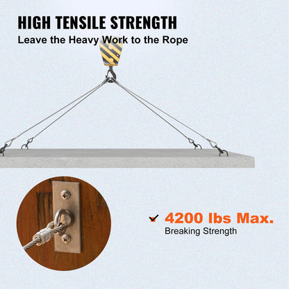 VEVOR Stainless Steel Cable Railing 3/16" x 1000ft, Wire Rope 316 Marine Grade, Braided Aircraft Cable 1x19 Strands Construction for Deck,Rail,Balusters,Stair,Handrail,Porch,Fence