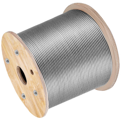 VEVOR Stainless Steel Cable Railing 3/16" x 1000ft, Wire Rope 316 Marine Grade, Braided Aircraft Cable 1x19 Strands Construction for Deck,Rail,Balusters,Stair,Handrail,Porch,Fence