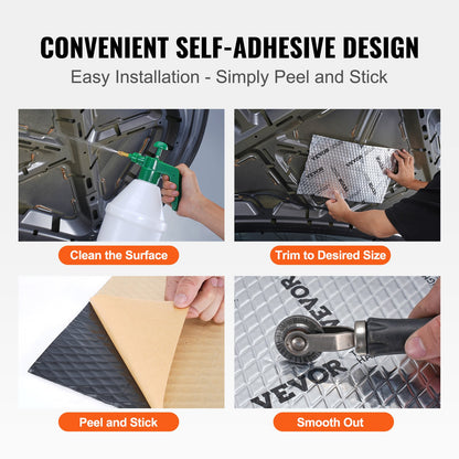 VEVOR Car Sound Deadening Mat, 50 mil 4.8sq.m Car Sound Dampening Material, Butyl Automotive Sound Deadener, Noise Insulation and Vibration Dampening Material for Car