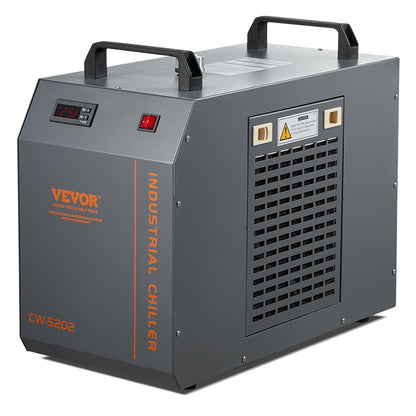 VEVOR Industrial Water Chiller, CW-5202, Industrial Water Cooler Cooling System with Built-in Compressor 7L Water Tank Capacity 18 L/min Max Flow Rate, for CO2 Laser Engraving Machine Cooling Machine