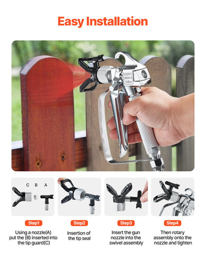 VEVOR Airless Paint Spray Gun 3600PSI High Pressure Airless Spray Gun with 5Tips