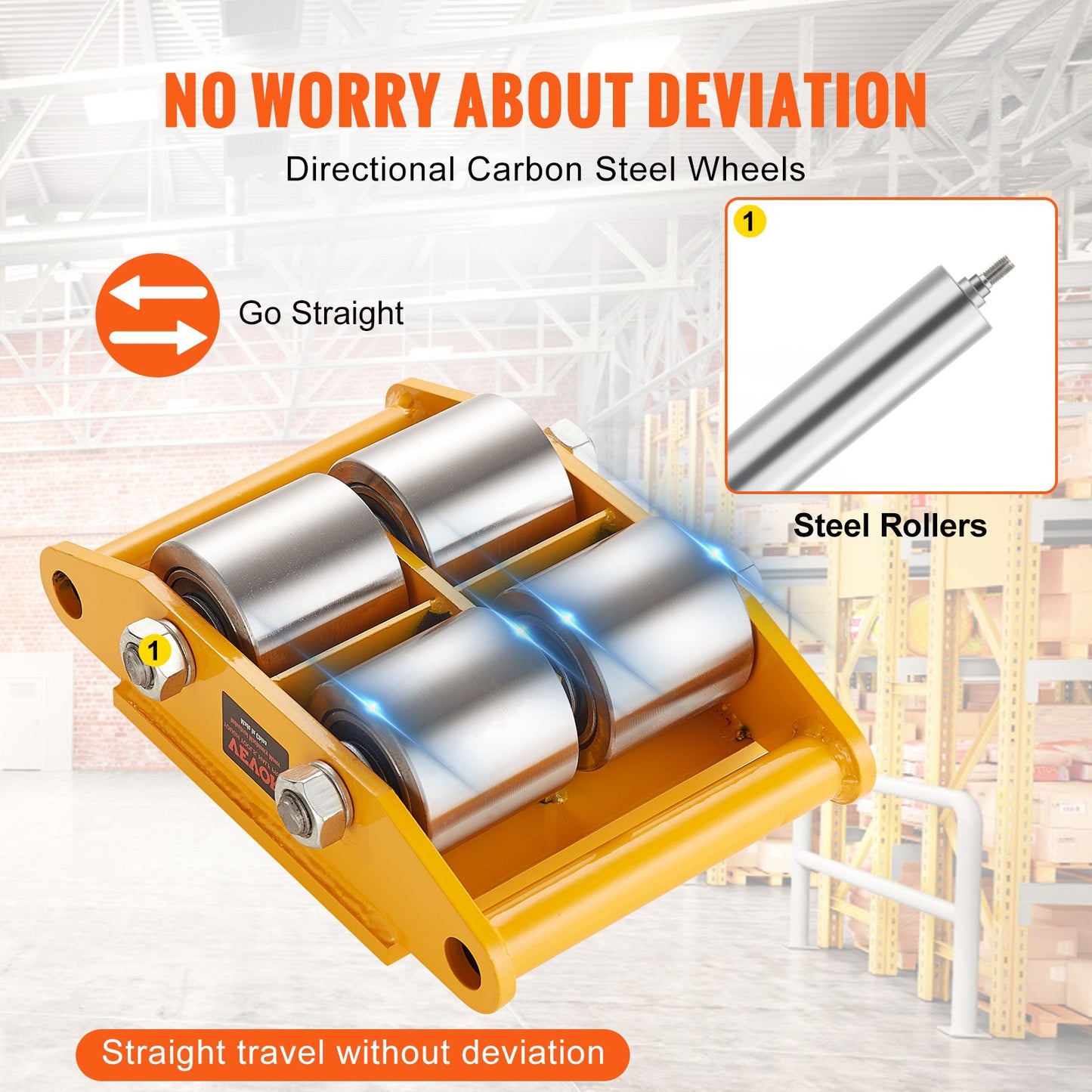 VEVOR 4PCS Machinery Skate Dolly Mover Skate 26455LBS/12T 4 Carbon Steel Wheels