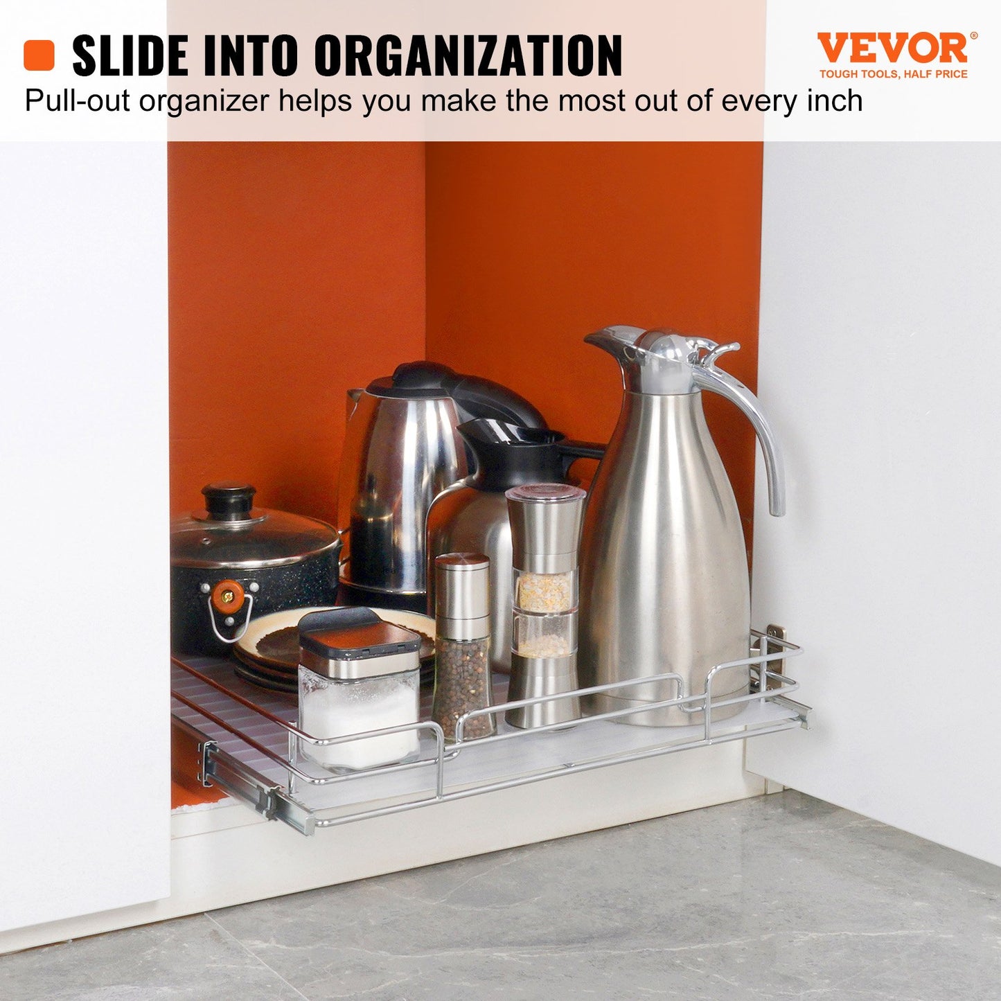 VEVOR Pull Out Cabinet Under Sink Organizer 20 x 21 Inch Wire Drawer Basket