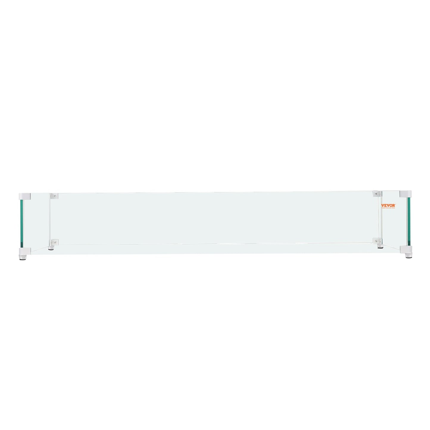 VEVOR Gas Fire Pit Wind Guard for Square Fire Table, 595 x 190 x 165 mm Clear Tempered Wind Guard for Firepits, 8mm Thick Square Glass Shield, Glass Panel with Hard Corner Bracket & Feet