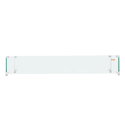 VEVOR Gas Fire Pit Wind Guard for Square Fire Table, 595 x 190 x 165 mm Clear Tempered Wind Guard for Firepits, 8mm Thick Square Glass Shield, Glass Panel with Hard Corner Bracket & Feet