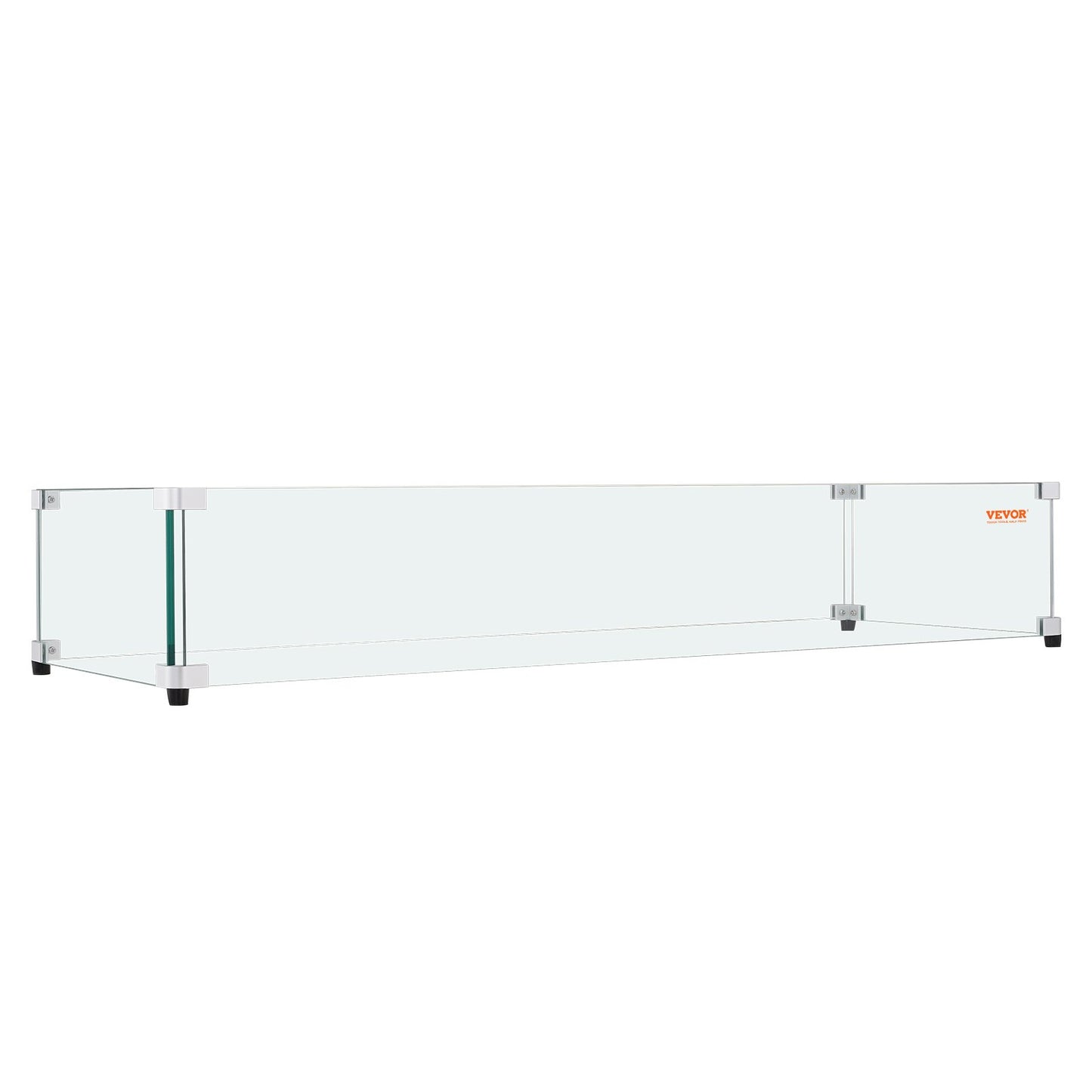 VEVOR Glass Wind Guard for Rectangular Fire Pit Table 748 x 340 x 165 mm, 8mm Thick and Sturdy Tempered Glass Panel with Hard Aluminum Corner Bracket & Rubber Feet, Easy to Assemble