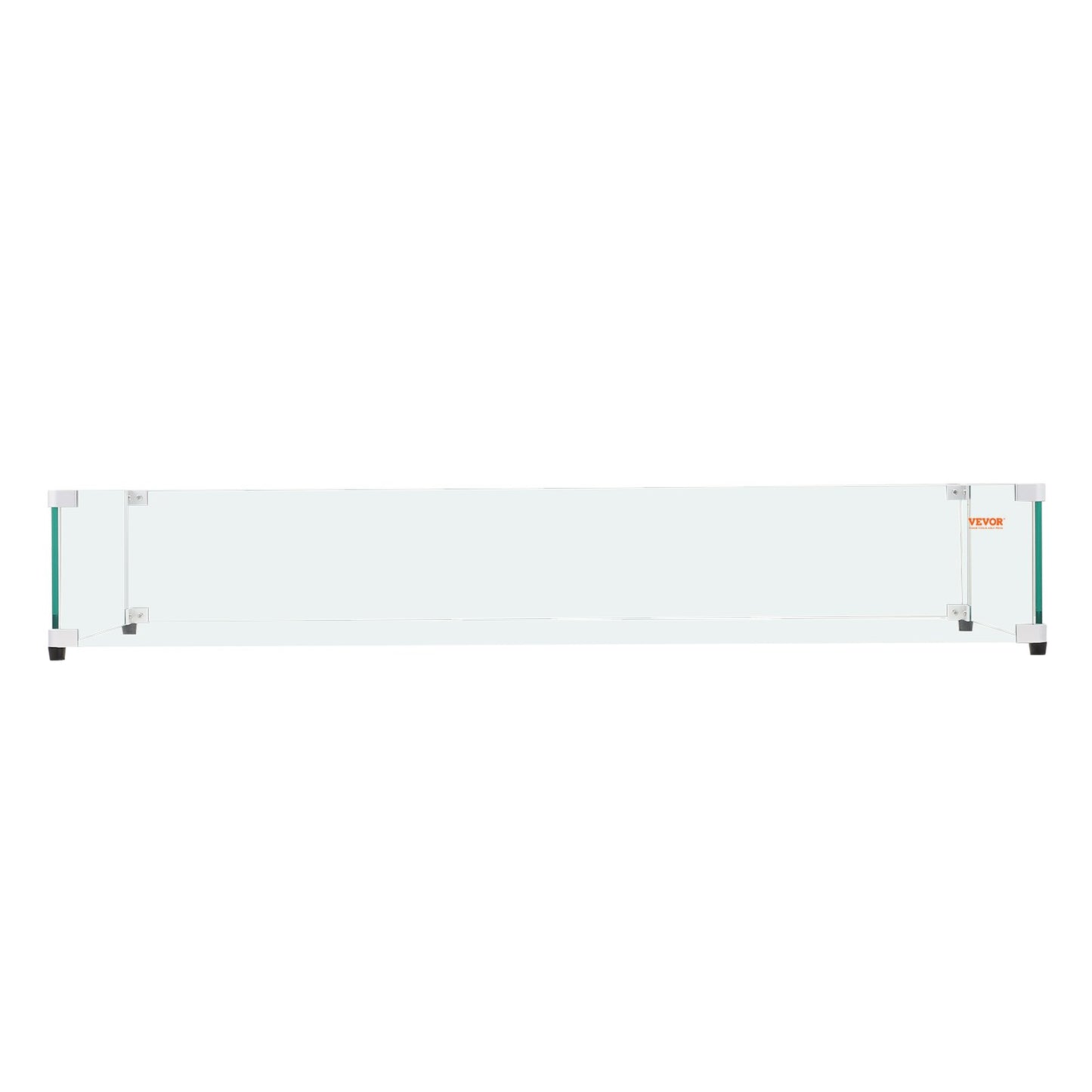 VEVOR Glass Wind Guard for Rectangular Fire Pit Table 748 x 340 x 165 mm, 8mm Thick and Sturdy Tempered Glass Panel with Hard Aluminum Corner Bracket & Rubber Feet, Easy to Assemble