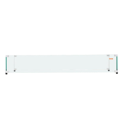 VEVOR Glass Wind Guard for Rectangular Fire Pit Table 748 x 340 x 165 mm, 8mm Thick and Sturdy Tempered Glass Panel with Hard Aluminum Corner Bracket & Rubber Feet, Easy to Assemble