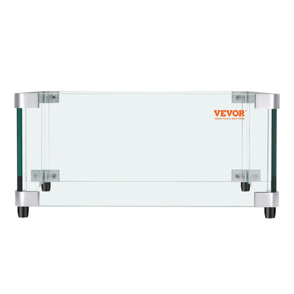 VEVOR Gas Fire Pit Wind Guard for Square Fire Table, 493 x 493 x 191 mm Clear Tempered Wind Guard for Firepits, 8mm Thick Square Glass Shield, Glass Panel with Hard Corner Bracket & Feet