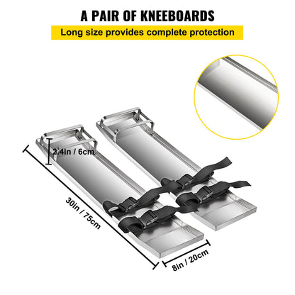VEVOR Concrete Knee Boards 70cm x 20cm Slider Knee Boards, Kneeler Board Stainless Steel Kneeboards, Concrete Sliders Pair Moving Sliders, with Concrete Board Straps for Cement and Concrete Finishi