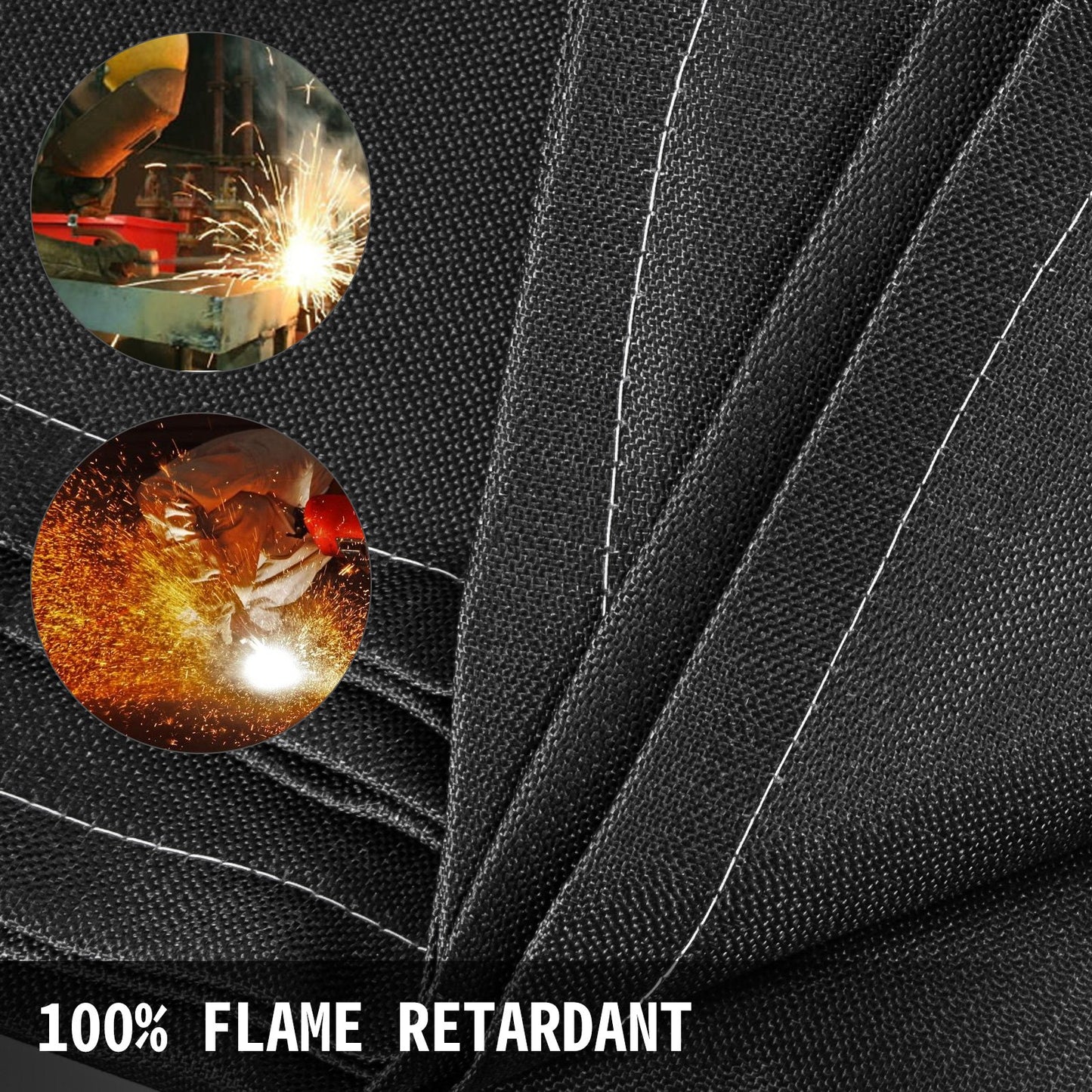 VEVOR 10 x 10 Ft Welding Blanket Black Fiberglass Blanket Portable Fiberglass Fire Retardant Blanket Welding Mat Welding Fireproof Thermal Resistant Insulation With Carry Bag