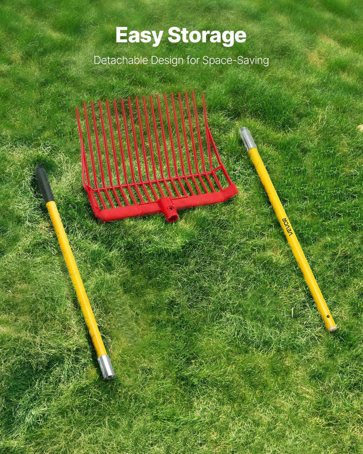 VEVOR Horse Manure Fork Garden Tool 18 Tine Plastic Pitchfork Muck Rake for Hay