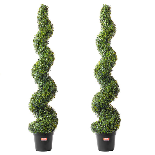VEVOR 2 Pack 152.4cm Artificial Boxwood Topiary Tree Faux Plant UV Decor In/Outdoor