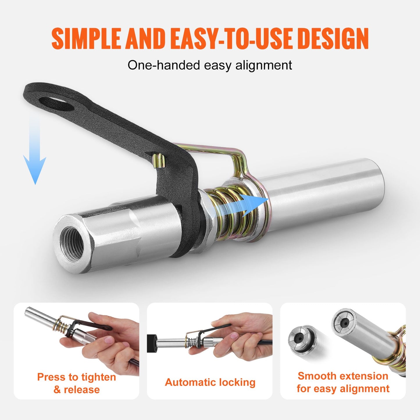 VEVOR Grease Gun Coupler High Pressure Quick Release Lock Oil Nozzle 10000 PSI