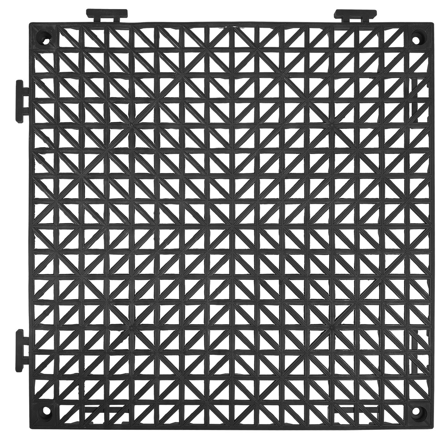 VEVOR Modular Interlocking Cushion, 50 Pack 30 x 30 cm Splicing Drainage Mats, PVC Interlocking Drainage Floor Tiles, Non-Slip Drainage Holes for Restroom, Bathroom, Kitchen, Pool, Wet Area, Black