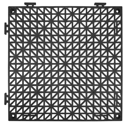VEVOR Modular Interlocking Cushion, 50 Pack 30 x 30 cm Splicing Drainage Mats, PVC Interlocking Drainage Floor Tiles, Non-Slip Drainage Holes for Restroom, Bathroom, Kitchen, Pool, Wet Area, Black
