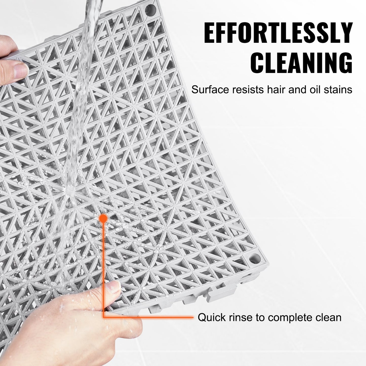 VEVOR Modular Interlocking Cushion, 50 Pack 30 x 30 cm Splicing Drainage Mats, Soft PVC Interlocking Drainage Floor Tiles, Non-Slip Drainage Holes for Restroom, Bathroom, Kitchen, Pool, Wet Area, Gray