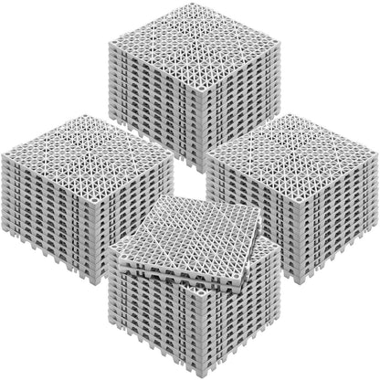 VEVOR Modular Interlocking Cushion, 50 Pack 30 x 30 cm Splicing Drainage Mats, Soft PVC Interlocking Drainage Floor Tiles, Non-Slip Drainage Holes for Restroom, Bathroom, Kitchen, Pool, Wet Area, Gray
