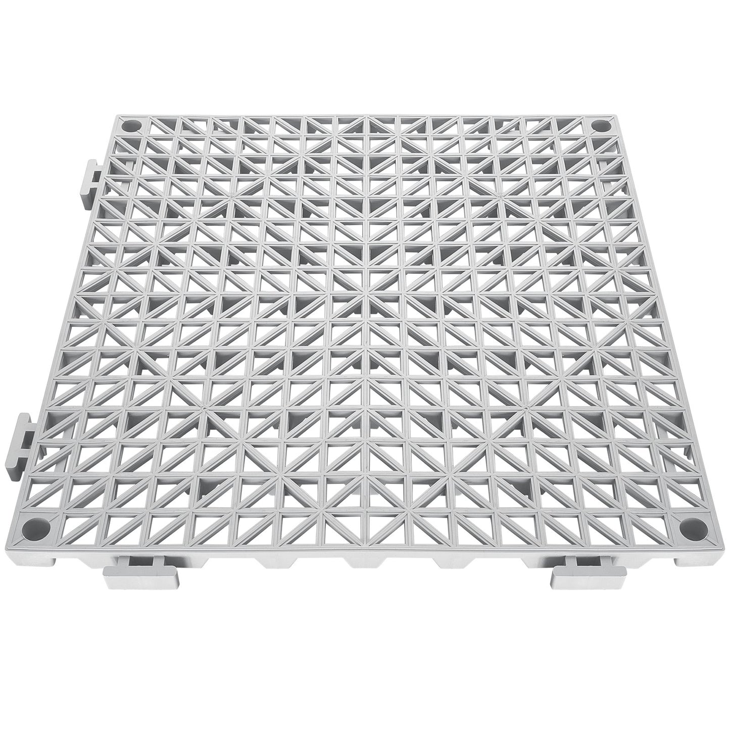 VEVOR Modular Interlocking Cushion, 50 Pack 30 x 30 cm Splicing Drainage Mats, Soft PVC Interlocking Drainage Floor Tiles, Non-Slip Drainage Holes for Restroom, Bathroom, Kitchen, Pool, Wet Area, Gray